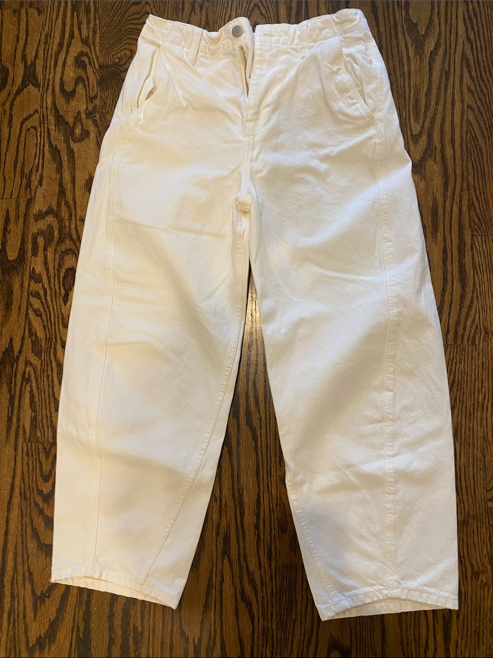 Zara White Barrel Jeans